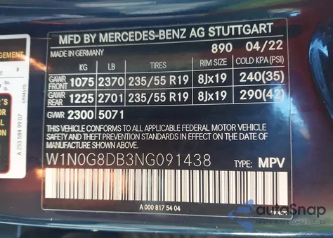 2022 Mercedes-Benz Glc 300 Suv z USA, uszkodzony, nr VIN W1N0G8DB3NG091438